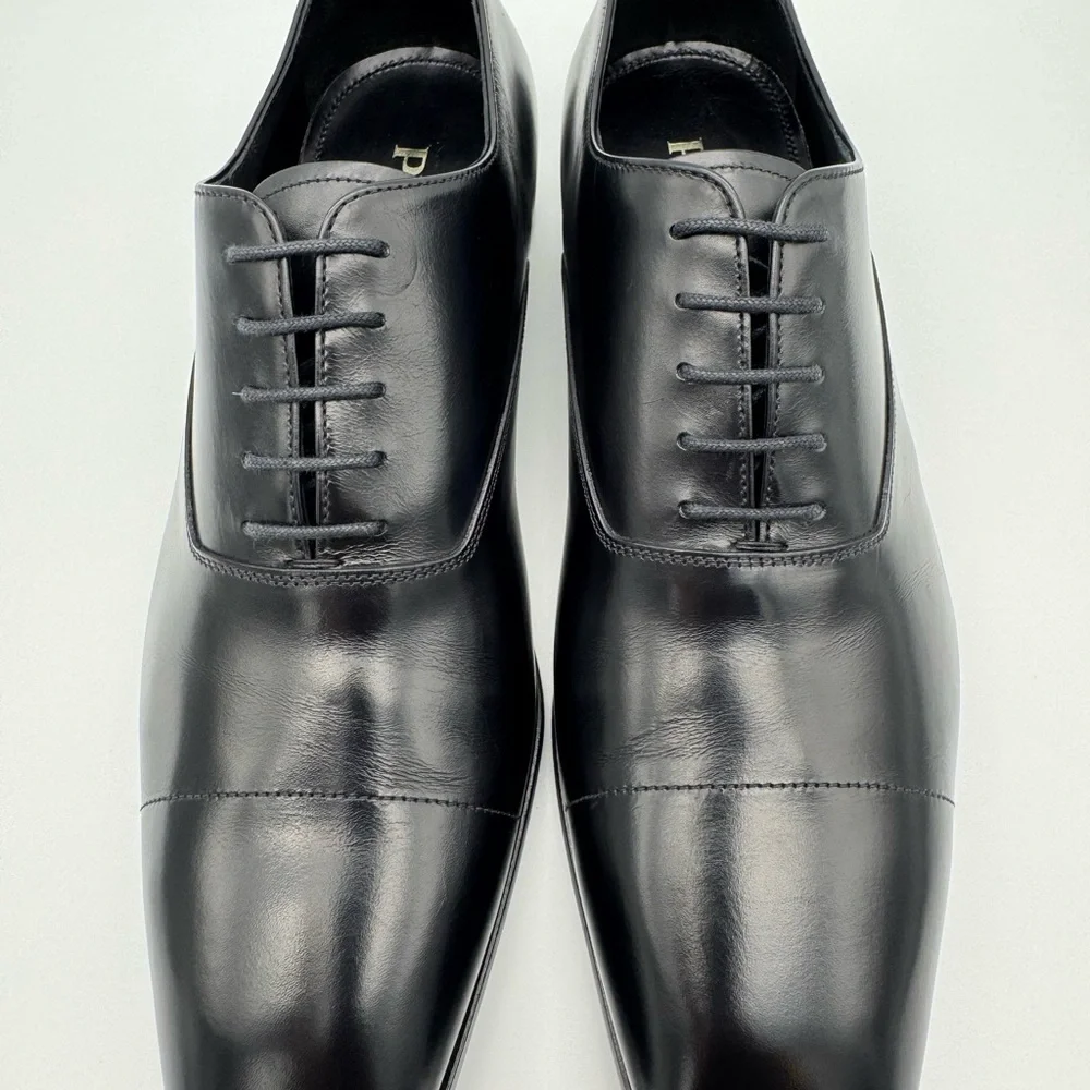 PRADA Black Leather Square Toe Lace Up Shoes UK 8.5 / US 9.5 - Picture 8 of 12